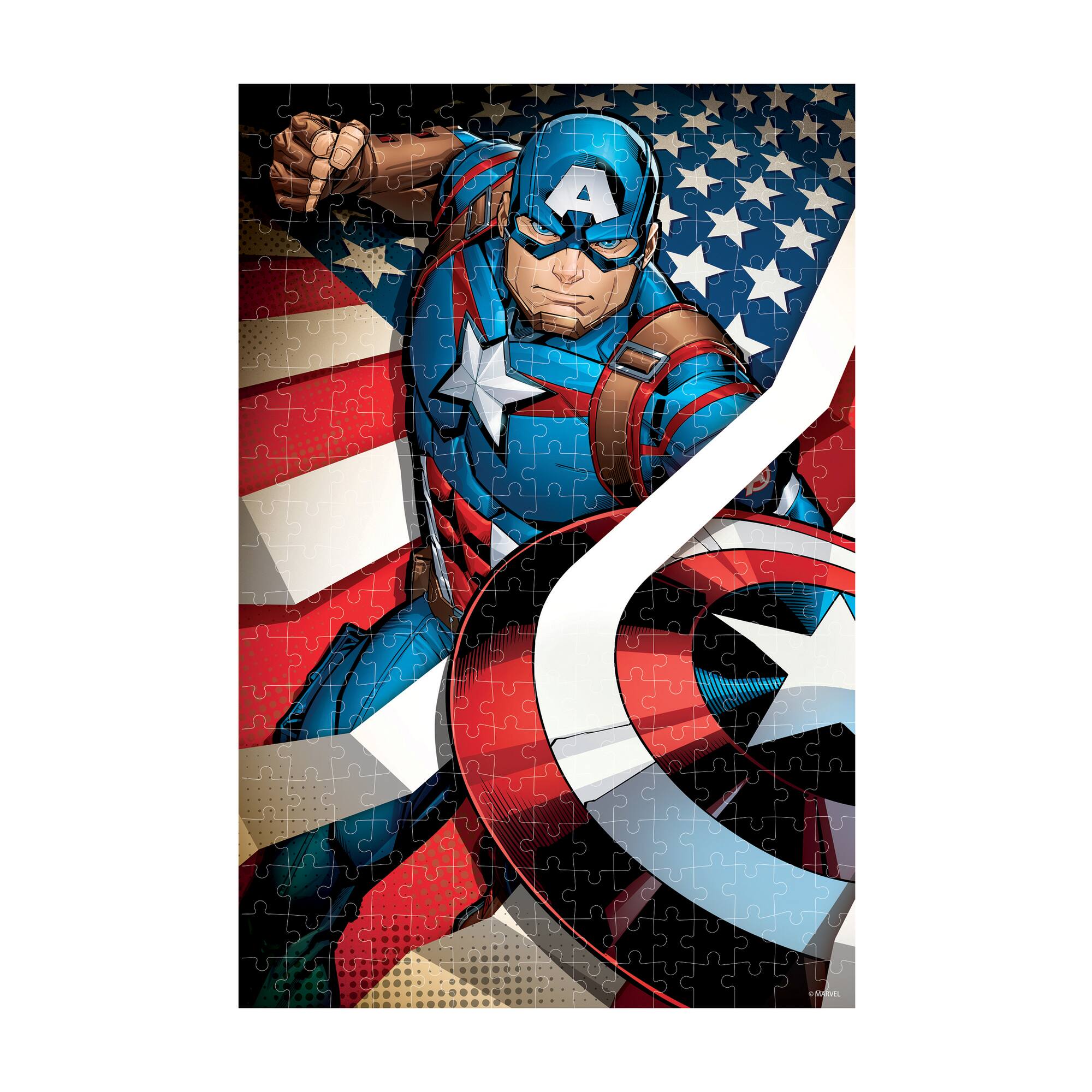 Marvel Avengers - Captain America 3D Lenticular Jigsaw Puzzle in a Collectible Shaped Tin: 300 Pcs